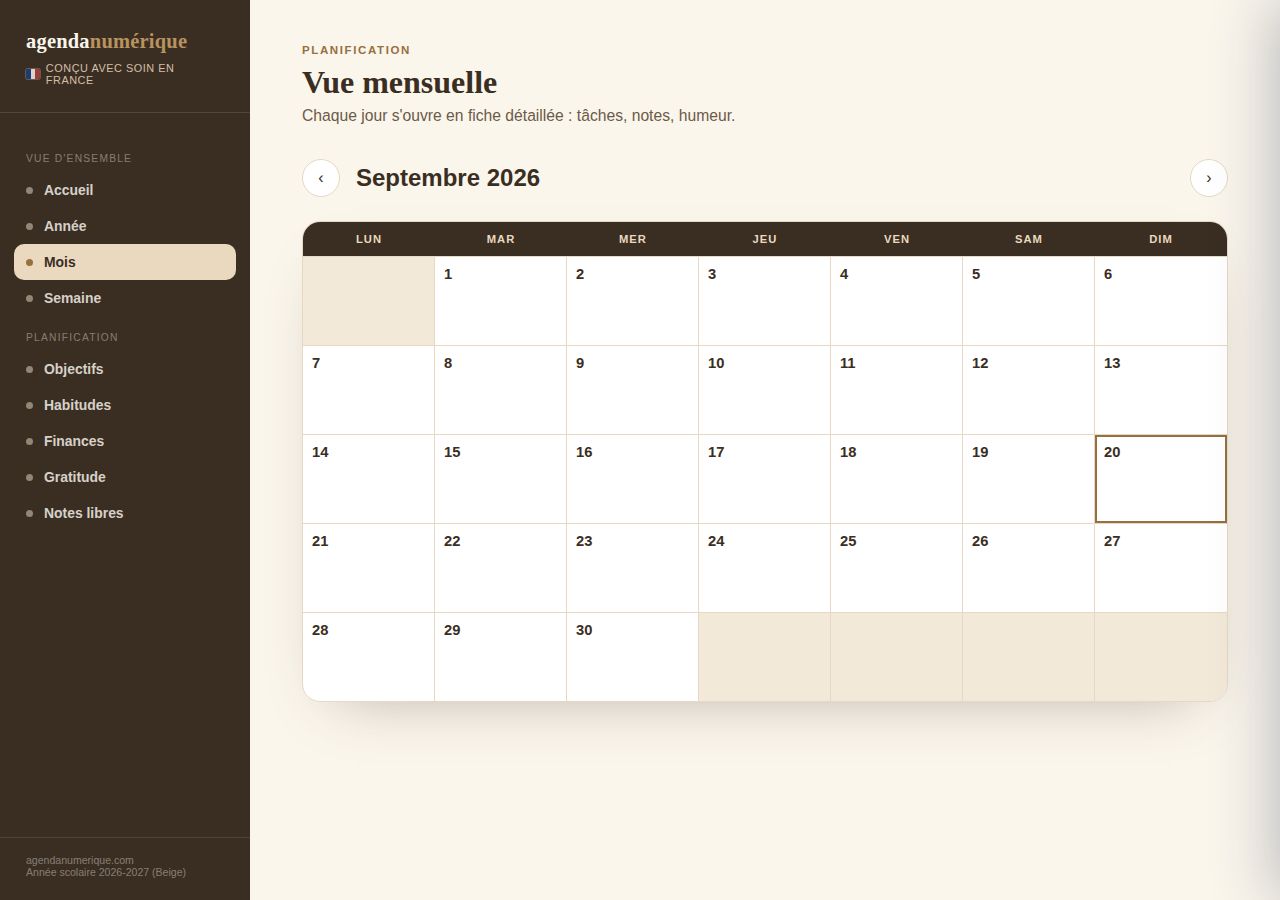 Vue Mois