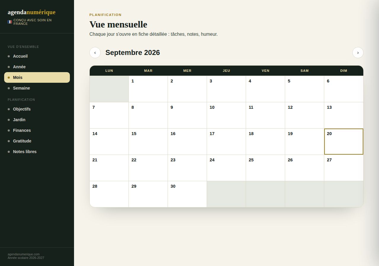 Vue Mois